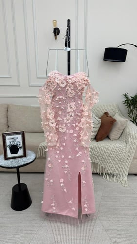 فستان نسائي قماش تفته استرتش مع كلفة تل