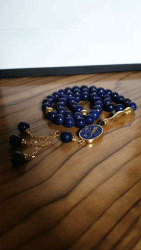 سبح رجالي فضة خالص مع حجر الاونكس الكريم مع نحت اس...