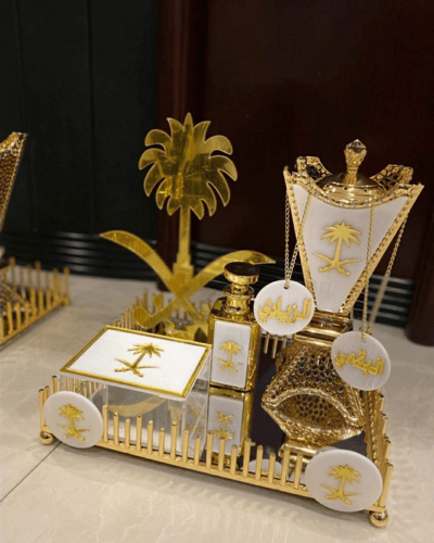 طقم مباخر ملكي رخام مضغوط مع نحاس بالاسم