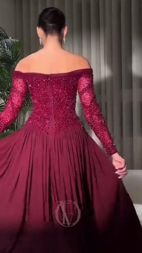 فستان قماش شيفون جورجيت مع ترتر