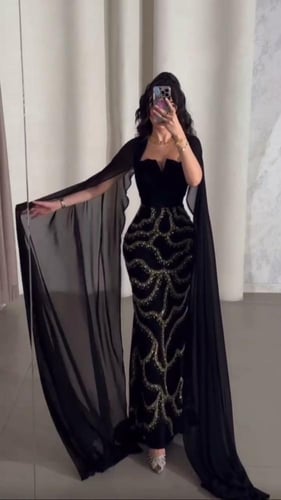 فستان سهرة قماش كريب ستريتش