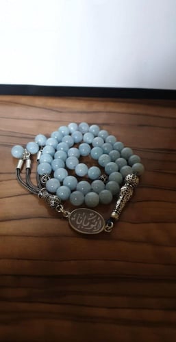 سبح رجالي فضة خالص مع حجر الاونكس الكريم مع نحت اس...