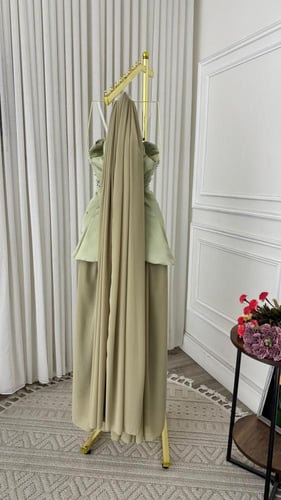 فساتين نسائي قماش باربي مع شيفون دبل كلوش