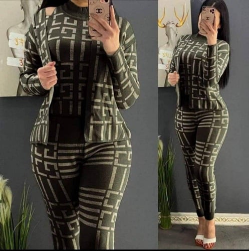 ترنج ماتتريل صوف نسائي تركي هودي مع بلوزة مع بنطلو...