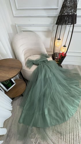 فستان نسائي سهره قماش كريب مع شيفون جورجيت