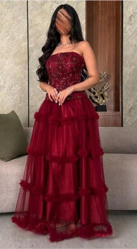 فستان نسائي قماش باربي مع تل كوري