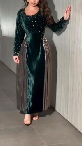 فستان نسائي سهره قماش مخمل كوري