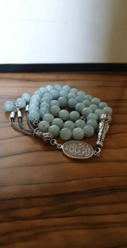 سبح رجالي فضة خالص مع حجر الاونكس الكريم مع نحت اس...