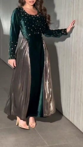 فستان نسائي سهره قماش مخمل كوري