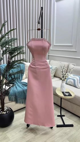 فستان سهرة قماش باربي مع دانتيل