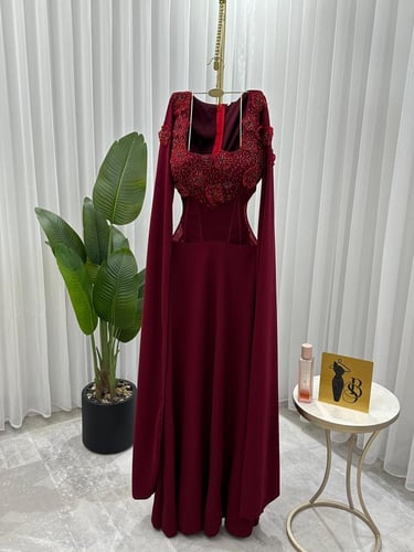 فستان نسائي سهره قماش لكرا مع شيفون