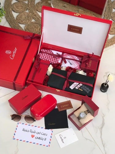 طقم وبوكس رجالي قماش ماركة كارتر مع توابع الماركة
