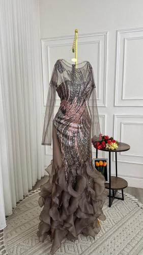 فستان نسائي سهره خامة لكرا مع اورجنزا