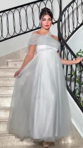 فساتين حوامل للعيد قماش تل مع تفته