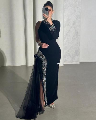 فساتين نسائي قماش كريب باربي مع تل