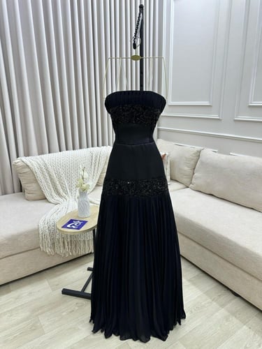 فساتين نسائي قماش ميكادو دبل كلوش مع جورجيت بليسه