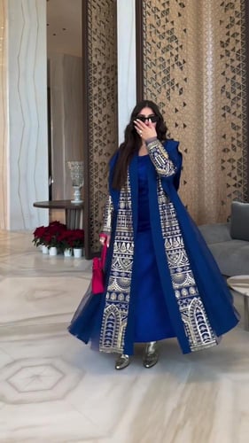 جلابية نسائية قماش باربي تطريز كمبيوتر