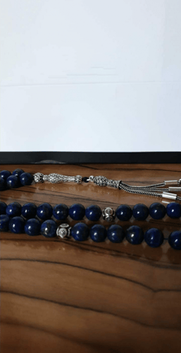 سبح رجالي فضة خالص مع حجر الاونكس الكريم مع نحت اس...