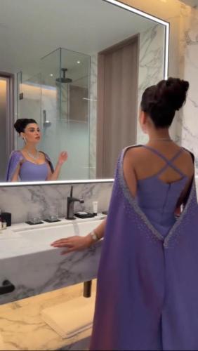 فستان نسائي سهره قماش باربي مع تفته استرتش