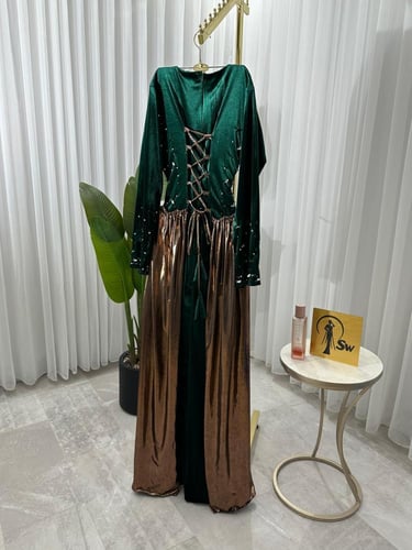 فستان نسائي سهره قماش مخمل كوري