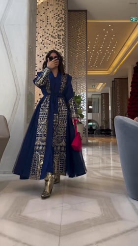 جلابية نسائية قماش باربي تطريز كمبيوتر