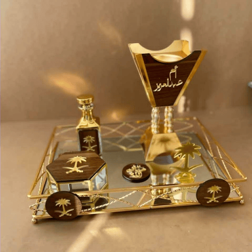 طقم مباخر ملكي رخام مضغوط نحاس بالاسم