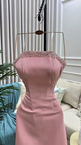 فستان سهرة قماش باربي مع دانتيل