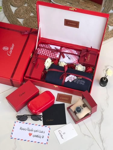 طقم وبوكس رجالي قماش ماركة كارتر مع توابع الماركة