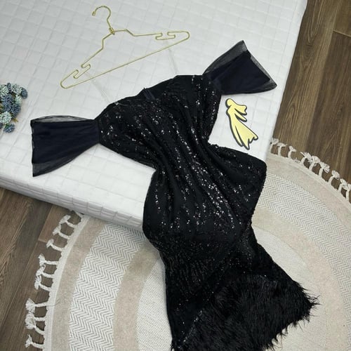 فساتين نسائي خامه شك سهره مع ريش مكثف