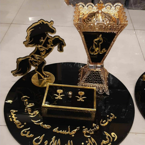 طقم مباخر ملكي رخام مضغوط اكريلك بالاسم