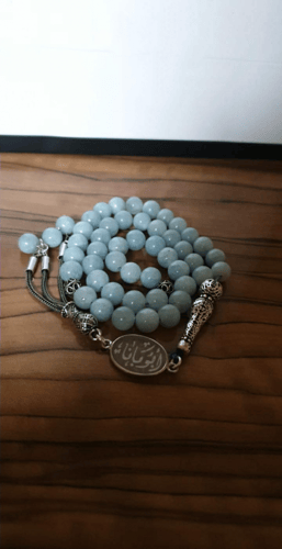 سبح رجالي فضة خالص مع حجر الاونكس الكريم مع نحت اس...