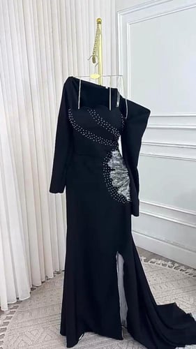 فستان مناسبات قماش باربي مع شيفون