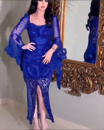 فستان نسائي خامة تل تطريز كمبيوتر