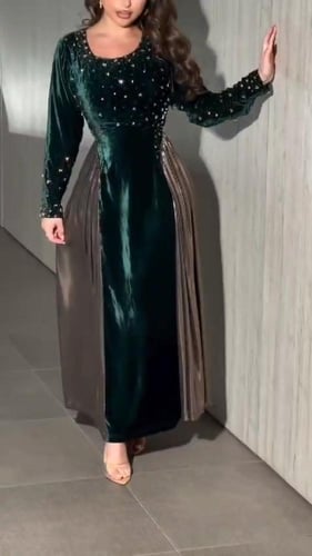 فستان نسائي سهره قماش مخمل كوري