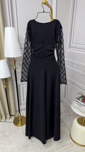 فستان نسائي سهره خامة لكرا ستريتش مع ترتر