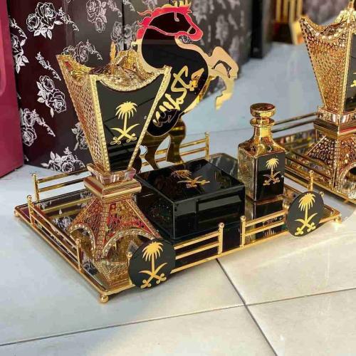 مبخرة وصينية ضيافة اكريليك مبخر بتصميم خيل بلون اس...