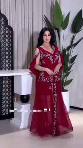 فساتين نسائي خامة شيفون جورجيت مع باربي تطريز