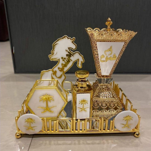 طقم مباخر ملكي رخام مضغوط مع نحاس بالاسم