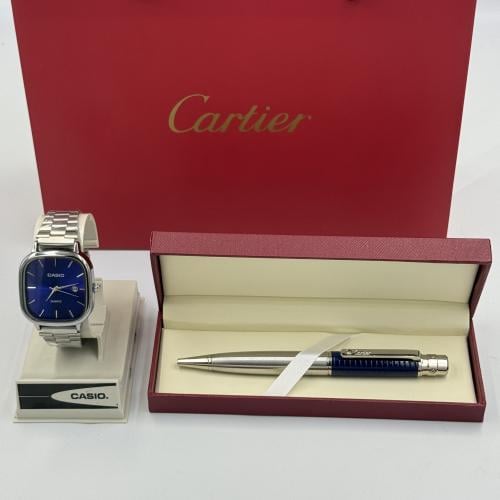 طقم ساعة كاسيو وقلم كارتير
