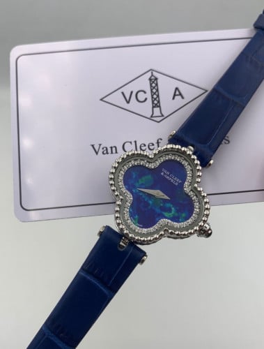 ساعة فان كليف ازرق وفضي شامل الملحقات