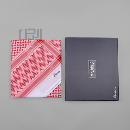 شماغ البسام احمر كلاسيك الجديد C7 الختم الاسود