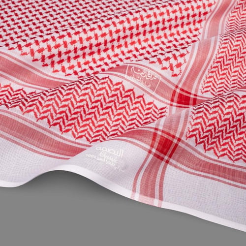 شماغ البسام احمر كلاسيك الجديد C7 الختم الابيض