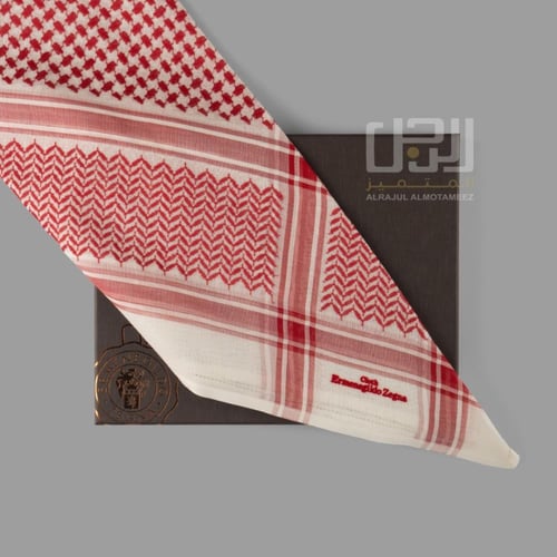 شماغ Ermenegildo Zegna احمر بيج كلاسيك 2026
