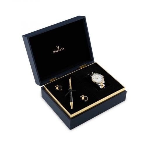 طقم بوزكادا ساعة قلم كبك ذهبي و فضي