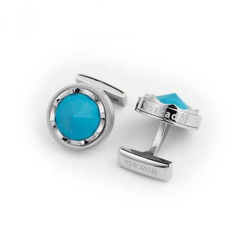 كبك بوزكادا فضي دائري مع بحجر بودرة الفيروز