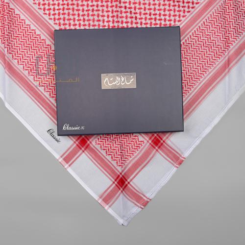 شماغ البسام احمر كلاسيك الجديد C7 الختم الاسود