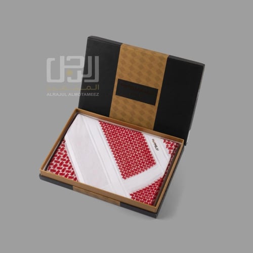 شماغ بروجيه شبابي خطوط بيضاء دم الغزال