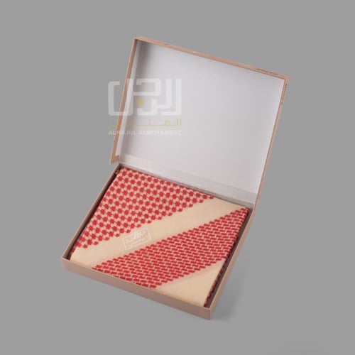 شماغ البسام بريز احمر بيج الشتوي