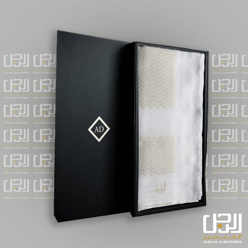 شال دانهيل كشميري ابيض مع بيج ليمتيد سويسري