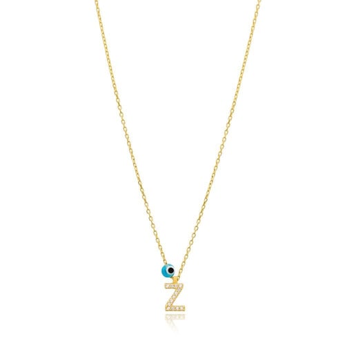 قلادة جذابة وبراقة بلمعة الذهب مزينة بحرف Z والخرز...